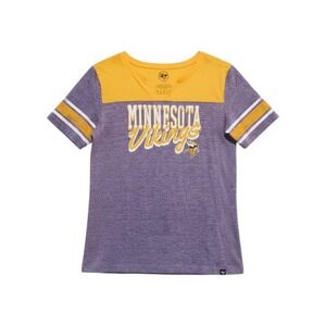 47 Brand Minnesota Vikings T-Shirt Womens Large Purple Yellow‎ NFL Football Tee